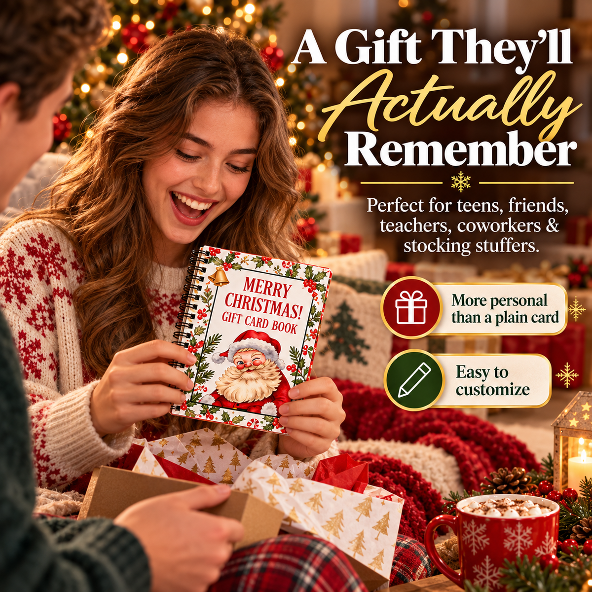 🎄📚Christmas Gift Card Book - 🎁Surprises On Every Page📚Hardcover & Durability Line