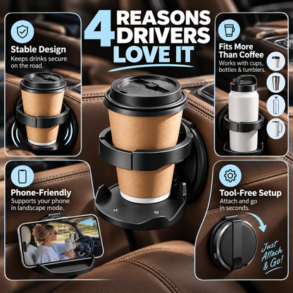 📢📢Drinks rolling all over your car?🔥🔥 ⏰Must-have for road trips & commutes,Car Seat Headrest Cup Holder with Hooks
