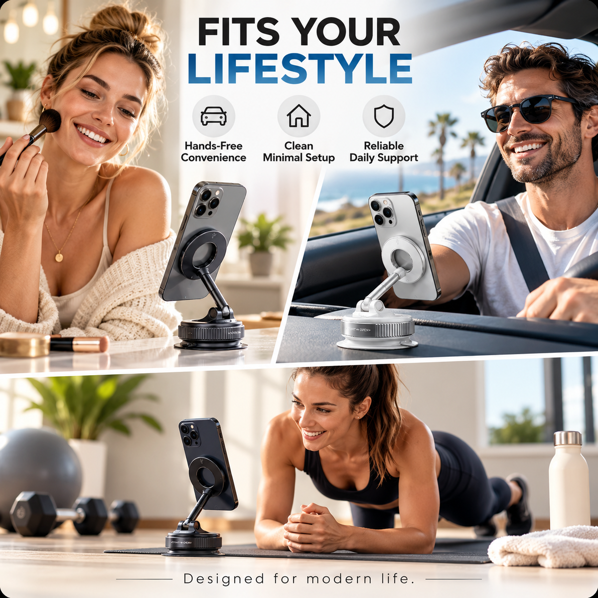 💥 Stop Fumbling Mid-Drive | Stable Magnetic Car Mount,🧲 One-Twist Lock | 360° Rotatable Magnetic Phone Mount