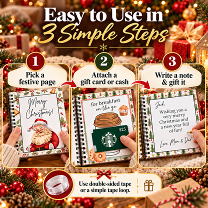 🎄📚Christmas Gift Card Book - 🎁Surprises On Every Page📚Hardcover & Durability Line