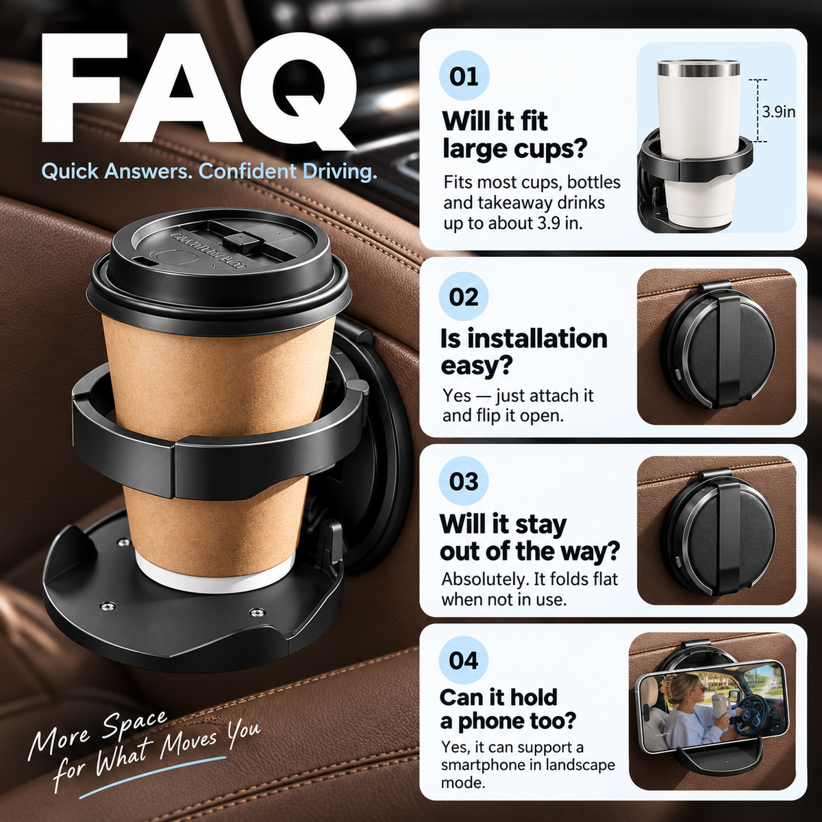 📢📢Drinks rolling all over your car?🔥🔥 ⏰Must-have for road trips & commutes,Car Seat Headrest Cup Holder with Hooks
