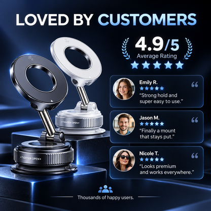 💥 Stop Fumbling Mid-Drive | Stable Magnetic Car Mount,🧲 One-Twist Lock | 360° Rotatable Magnetic Phone Mount