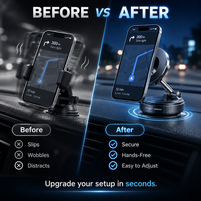 💥 Stop Fumbling Mid-Drive | Stable Magnetic Car Mount,🧲 One-Twist Lock | 360° Rotatable Magnetic Phone Mount