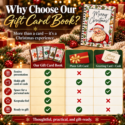 🎄📚Christmas Gift Card Book - 🎁Surprises On Every Page📚Hardcover & Durability Line