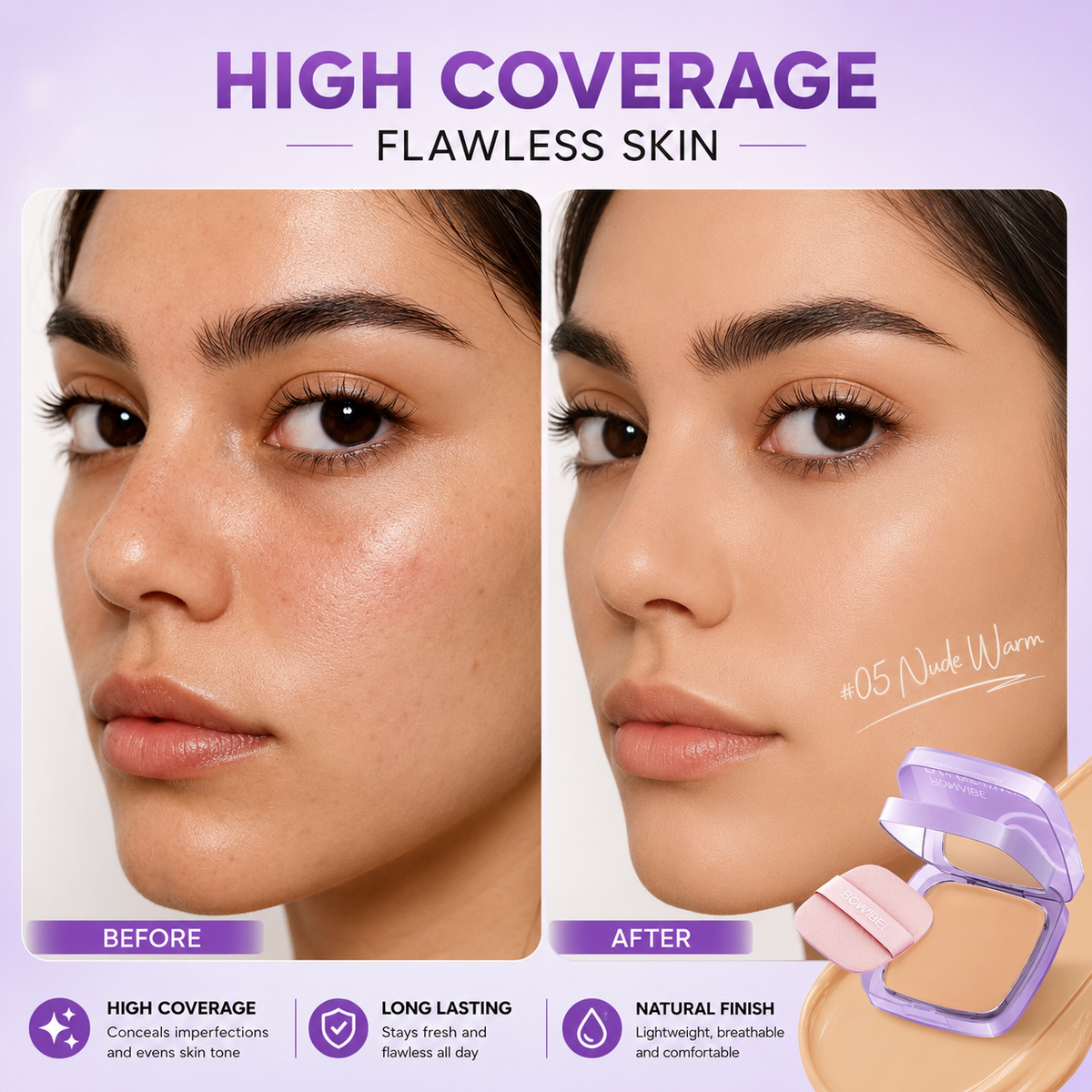 Full Coverage Concealer Cream | 24H Long Lasting Waterproof Concealer with Puff | Lightweight Flawless Concealer for Acne Dark Spots Under Eye