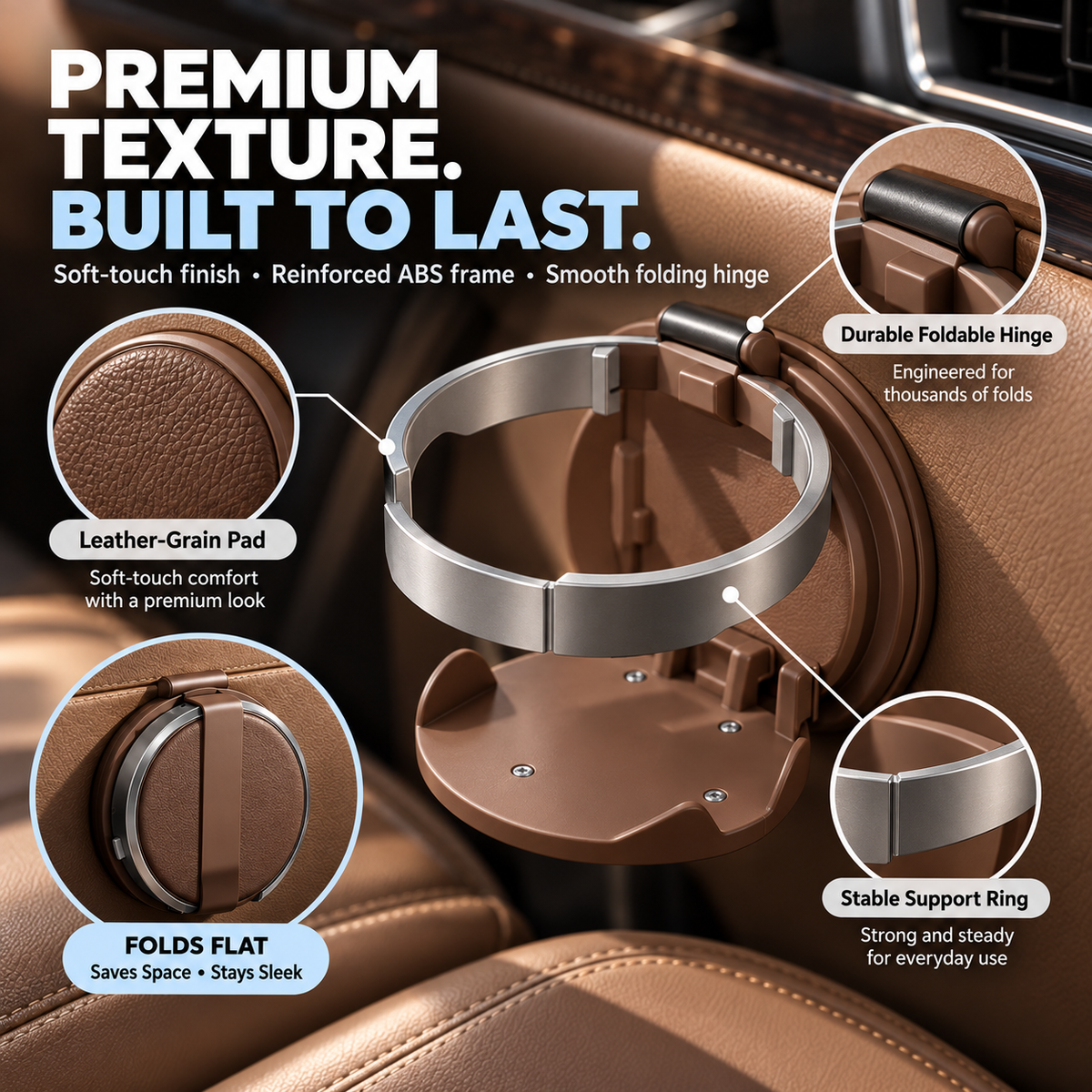 📢📢Drinks rolling all over your car?🔥🔥 ⏰Must-have for road trips & commutes,Car Seat Headrest Cup Holder with Hooks