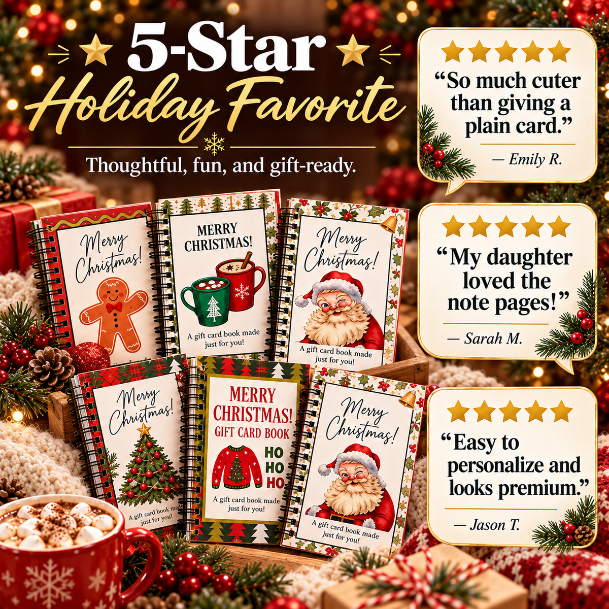🎄📚Christmas Gift Card Book - 🎁Surprises On Every Page📚Hardcover & Durability Line