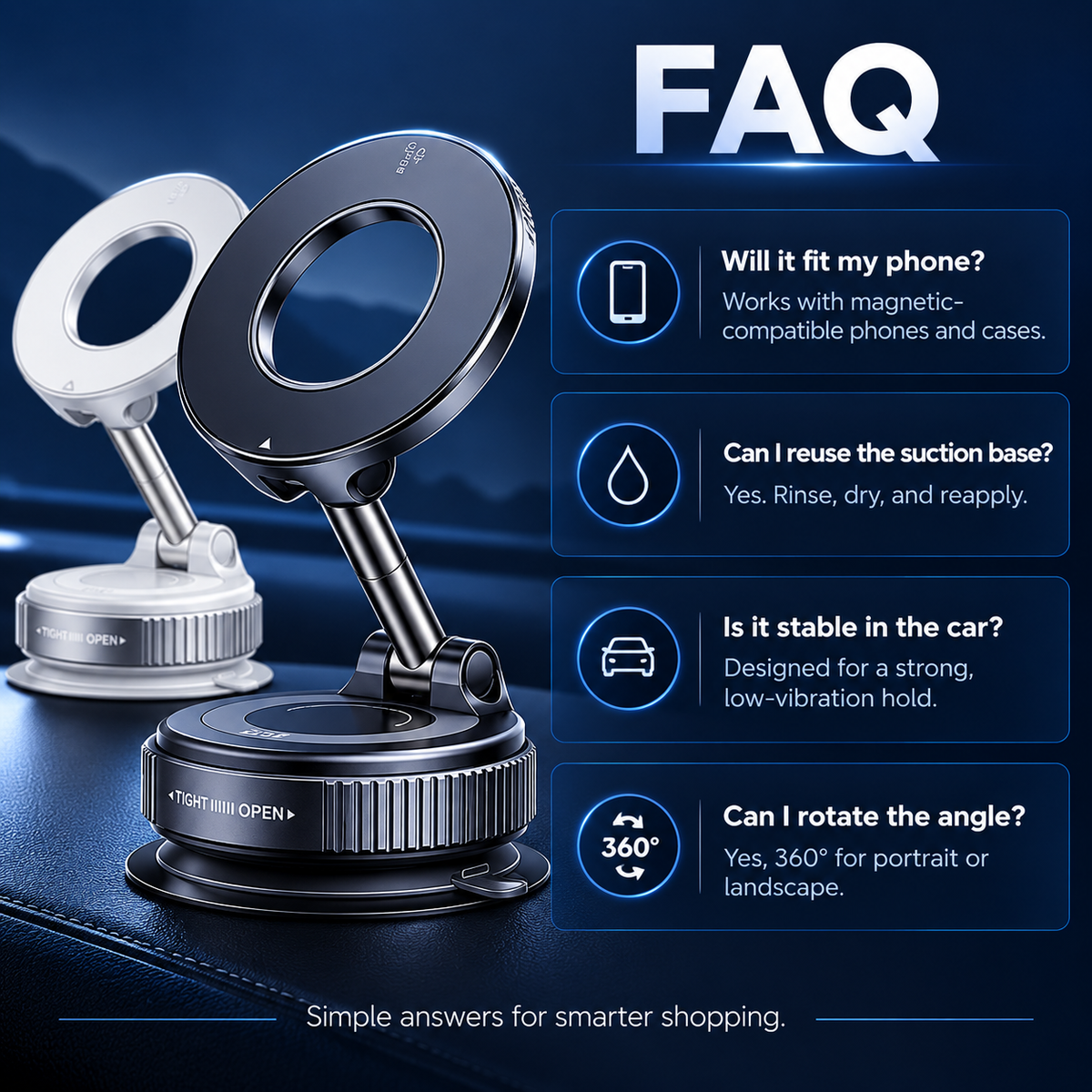 💥 Stop Fumbling Mid-Drive | Stable Magnetic Car Mount,🧲 One-Twist Lock | 360° Rotatable Magnetic Phone Mount
