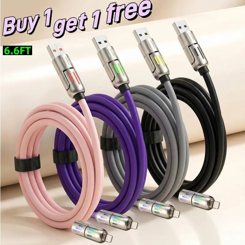 Buy 1 Get 1 Free -4-in-1 Fast Charging Cable – 6.6FT USB-C Multi-Connector Cord