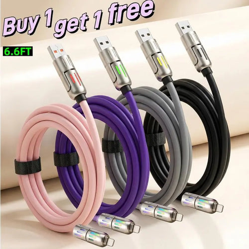 Buy 1 Get 1 Free -4-in-1 Fast Charging Cable – 6.6FT USB-C Multi-Connector Cord