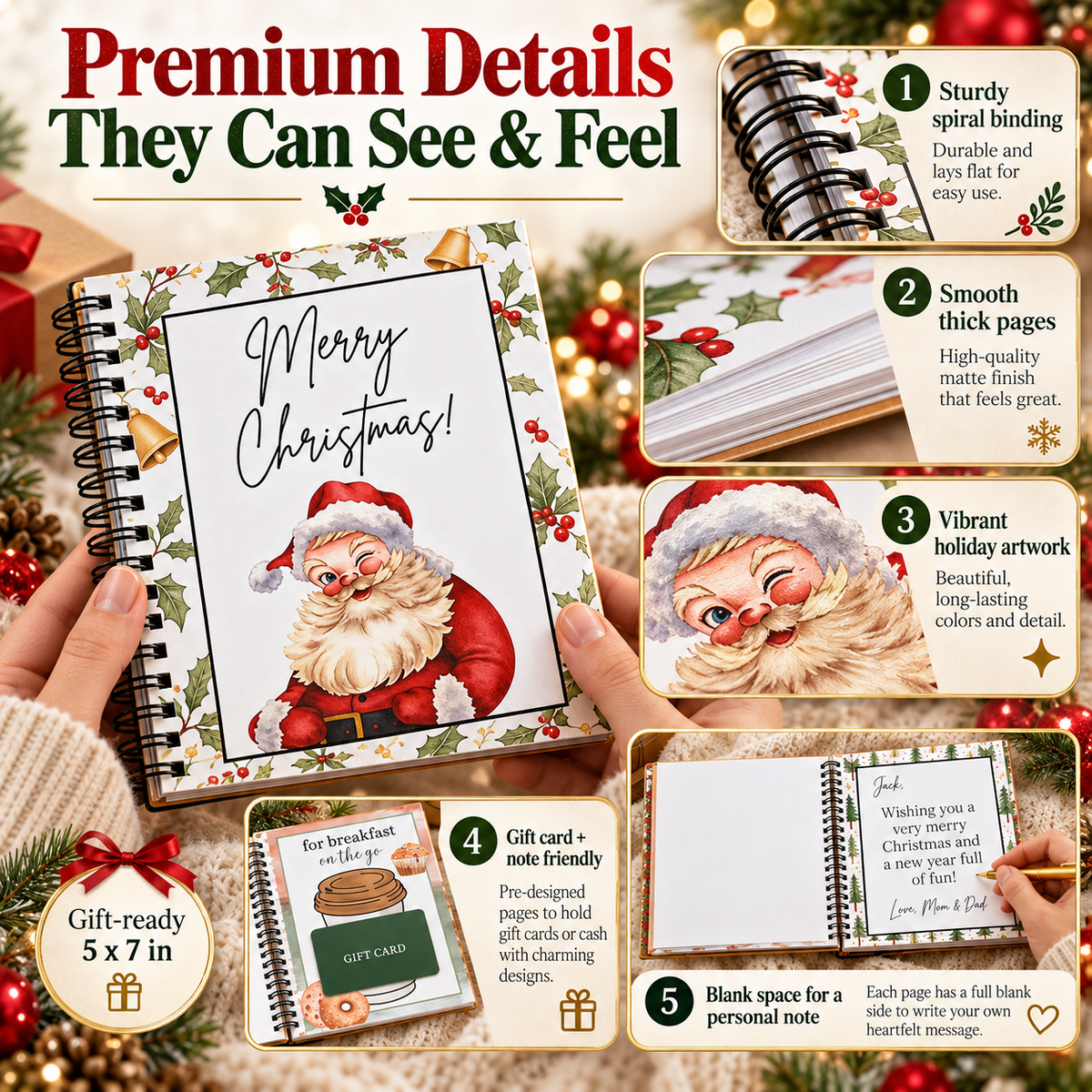 🎄📚Christmas Gift Card Book - 🎁Surprises On Every Page📚Hardcover & Durability Line