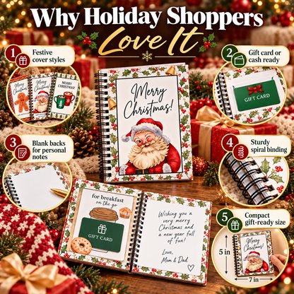 🎄📚Christmas Gift Card Book - 🎁Surprises On Every Page📚Hardcover & Durability Line