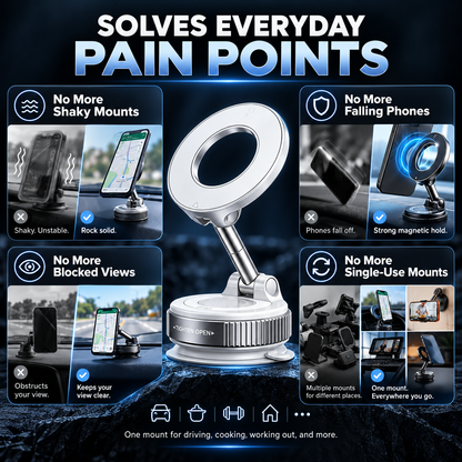 💥 Stop Fumbling Mid-Drive | Stable Magnetic Car Mount,🧲 One-Twist Lock | 360° Rotatable Magnetic Phone Mount