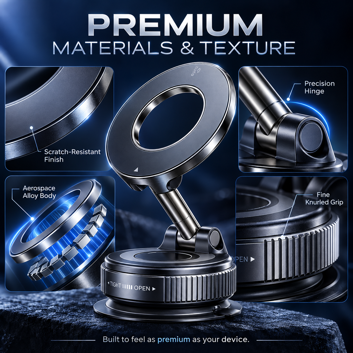 💥 Stop Fumbling Mid-Drive | Stable Magnetic Car Mount,🧲 One-Twist Lock | 360° Rotatable Magnetic Phone Mount