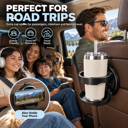 📢📢Drinks rolling all over your car?🔥🔥 ⏰Must-have for road trips & commutes,Car Seat Headrest Cup Holder with Hooks